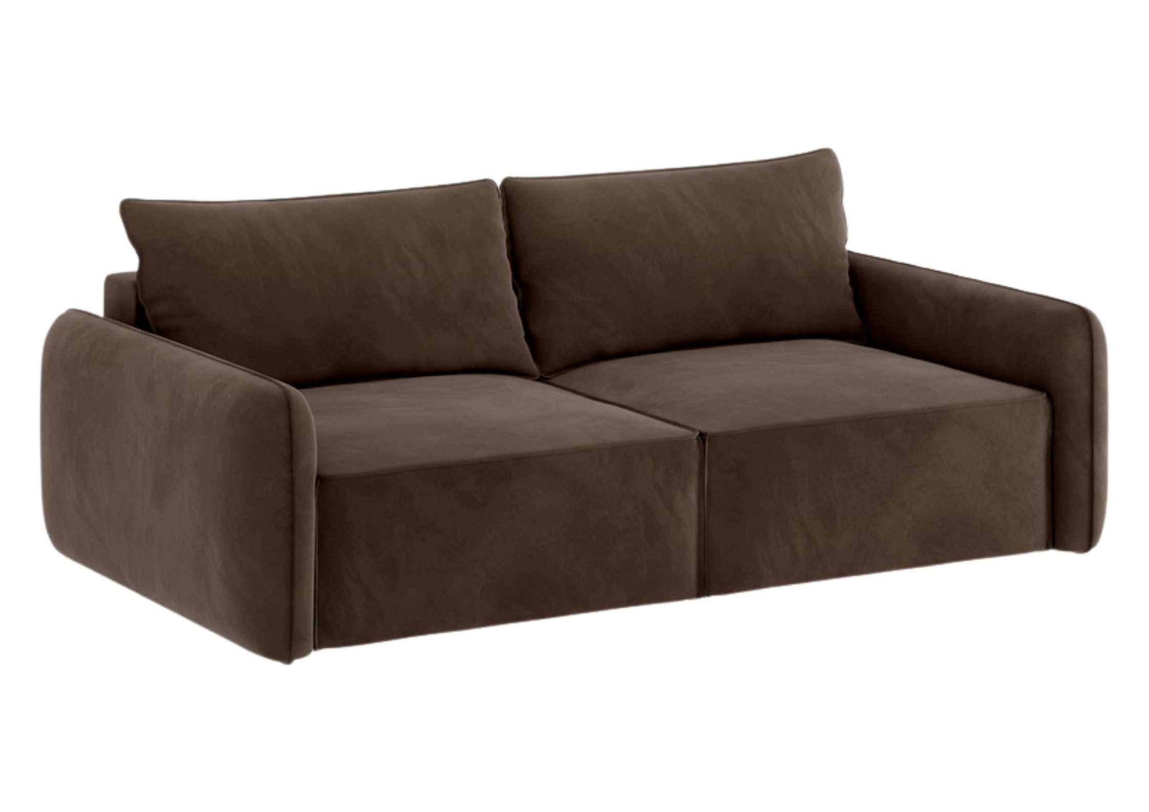 Mała brązowa sofa modułowa z szwem zewnętrznym